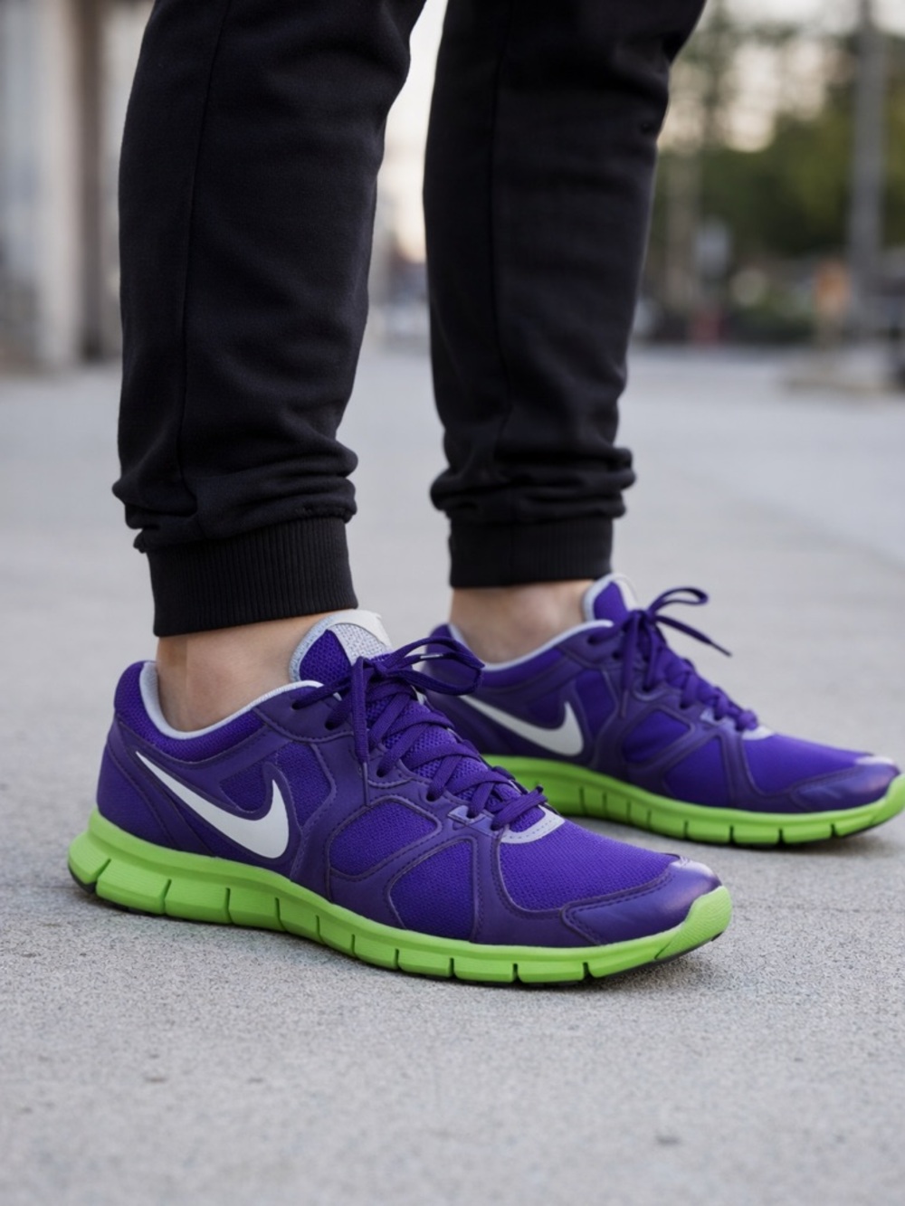 Nike Free 4.0 V3 Running Shoes Purple Volt Green Mens 10 Lightweight Trainers